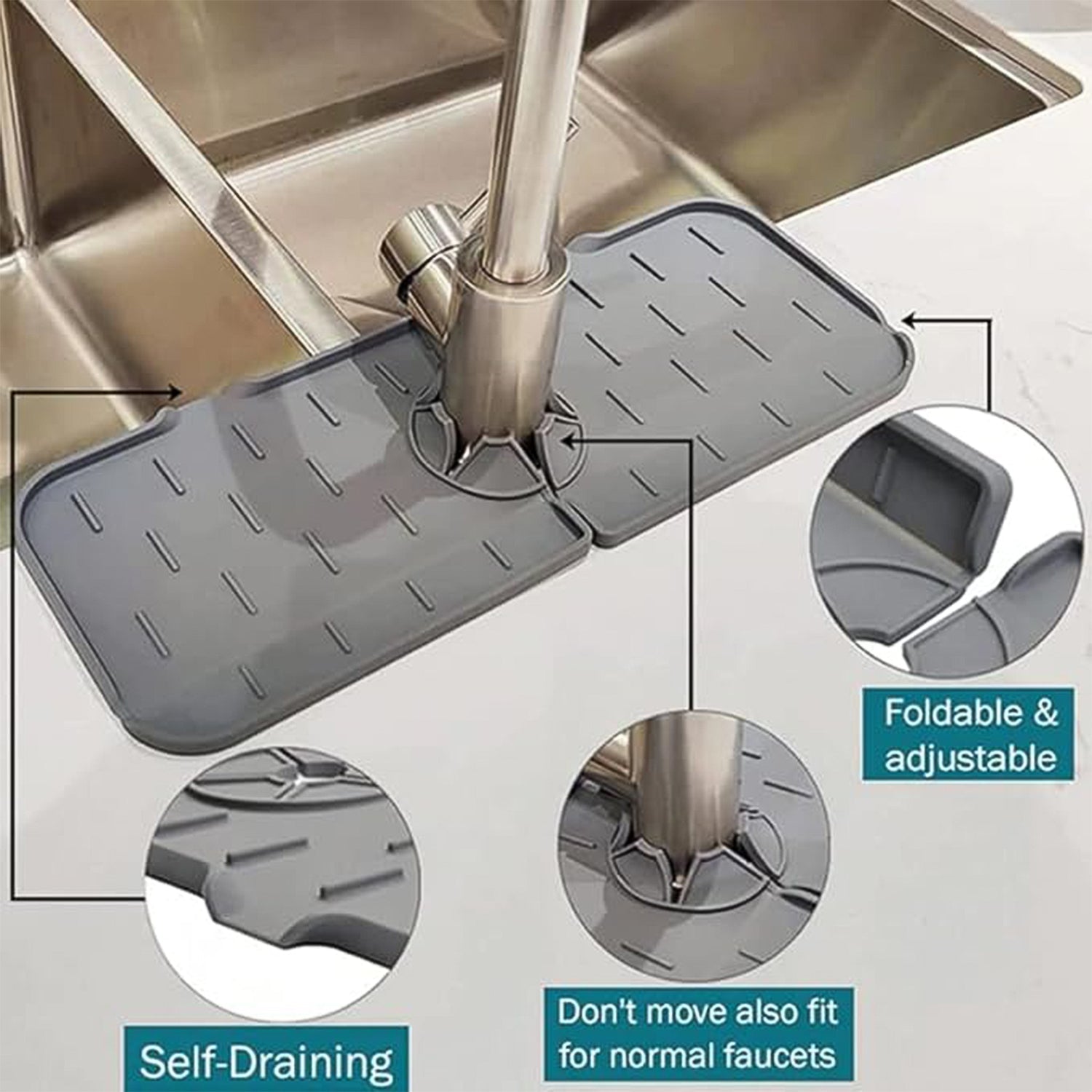 Silicone Sink Faucet Pad / Mat (1 Pc / 33x12 Cm) Silicone Sink Faucet Pad / Mat (1 Pc / 33x12 Cm)